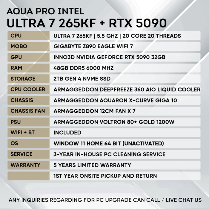 INTEL ULTRA 7 265KF + RTX 5090