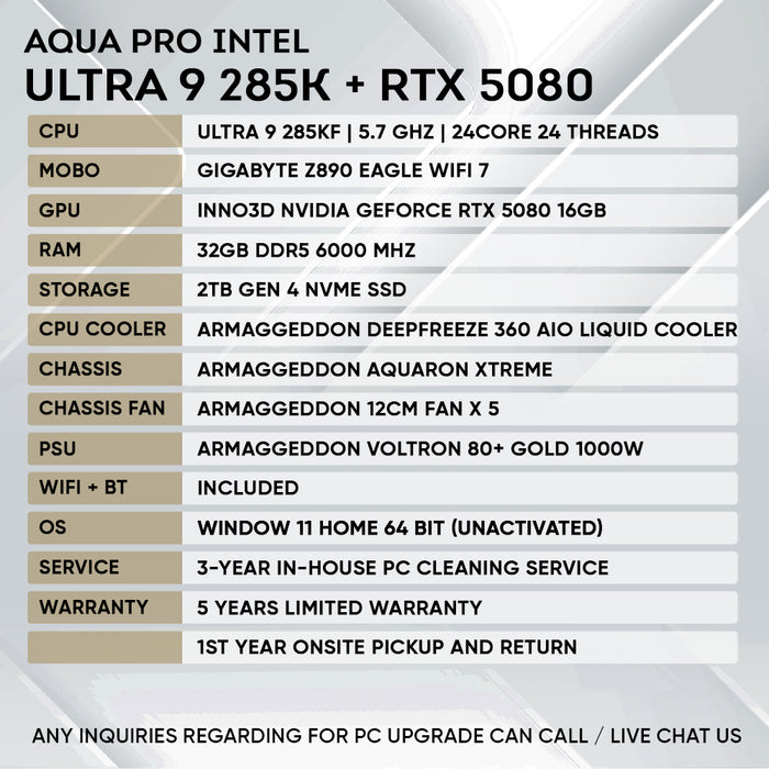 INTEL ULTRA 9 285K + RTX 5080