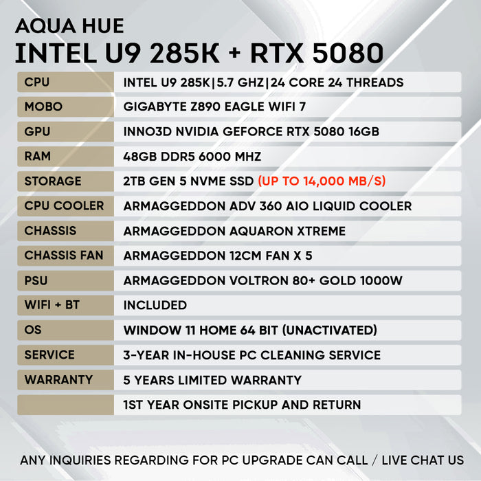 INTEL ULTRA 9 285K + RTX 5080 (GEN 5 NVME)