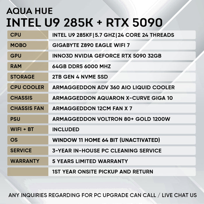 Armaggeddon High-End Gaming PC – INTEL Ultra 9 285K + RTX 5090 | Extreme Performance Build