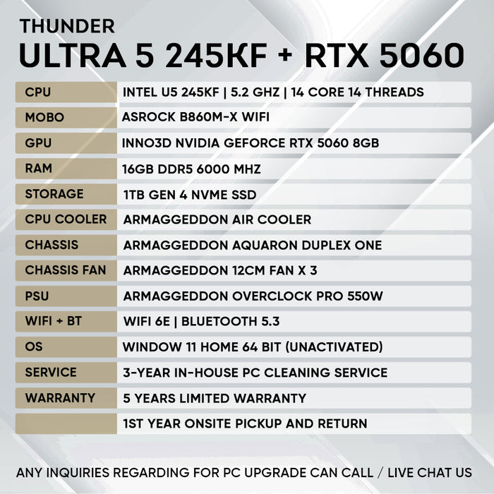 INTEL ULTRA 5 245KF + RTX 5060