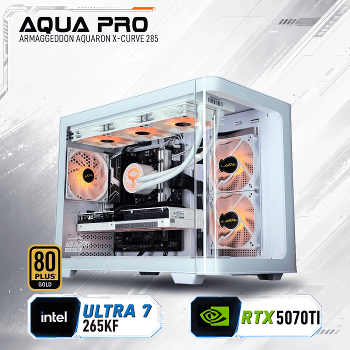 Armaggeddon Aqua Pro gaming PC with Intel Ultra 7 265KF and RTX 5070 Ti