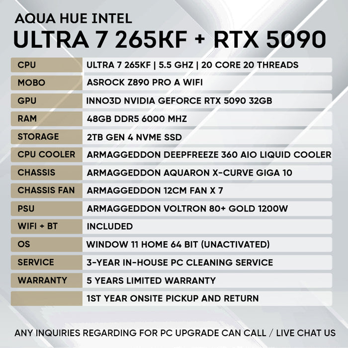 INTEL ULTRA 7 265KF + RTX 5090