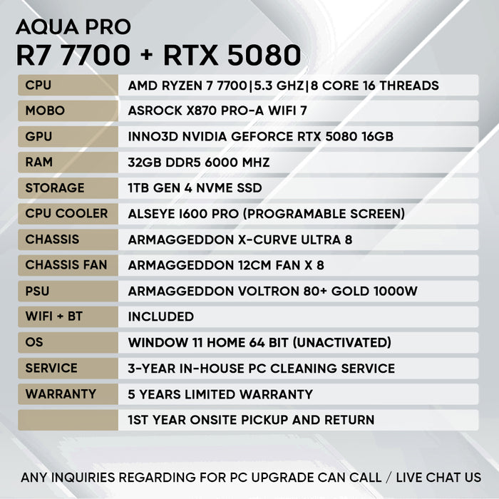 Armaggeddon High-End Gaming PC – AMD Ryzen 7 7700 + RTX 5080 | SAME DAY DELIVERY