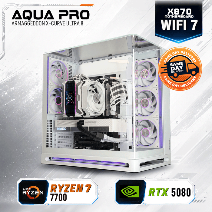 Armaggeddon High-End Gaming PC – AMD Ryzen 7 7700 + RTX 5080 | SAME DAY DELIVERY