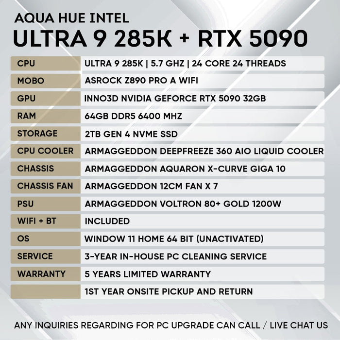 INTEL ULTRA 9 285K + RTX 5090