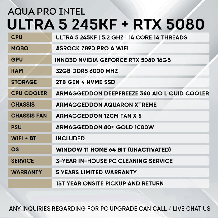 INTEL ULTRA 5 245KF + RTX 5080