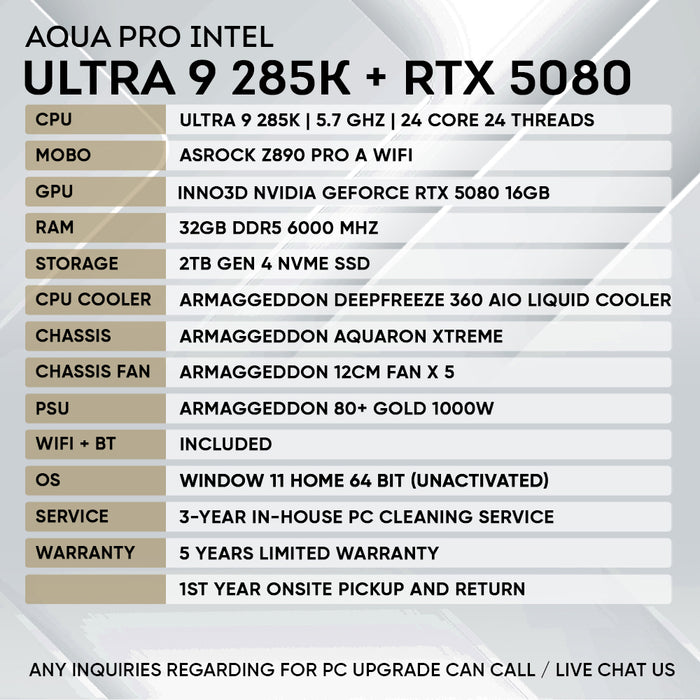 INTEL ULTRA 9 285K + RTX 5080