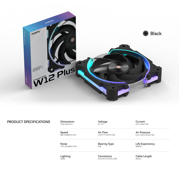 ALSEYE W12 PLUS PC cooling fan