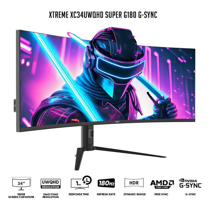 Pixxel+ Xtreme XC34UWQHD Super 180Hz G-SYNC | WIRELESS BUNDLE