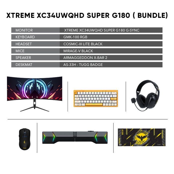 Pixxel+ Xtreme XC34UWQHD Super 180Hz G-SYNC | WIRELESS BUNDLE