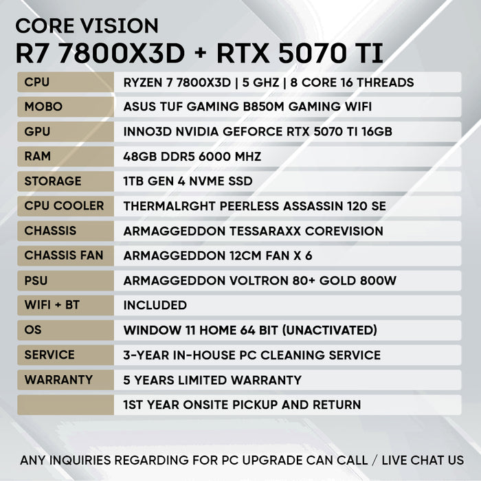 R7 7800X3D + RTX 5070 Ti (CORE VISION) - SAME DAY DELIVERY