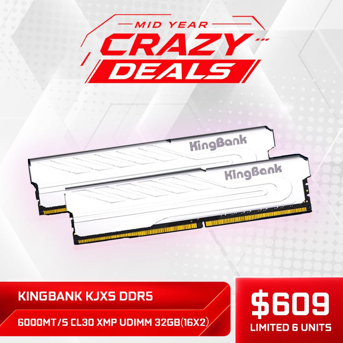 KINGBANK KJXS DDR5 6000MT/s CL30 XMP UDIMM 32GB （16X2）