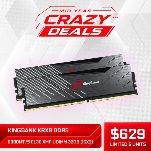 KINGBANK KRXB DDR5 6000MT/s CL30 XMP UDIMM 32GB （16X2)