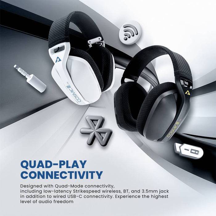 Armaggeddon Cosmic III Lite Quad Mode Wireless Gaming Headset Bluetooth 5.3, 2.4GHz USB-A USB-C, 40mm Drivers & Detachable Mic
