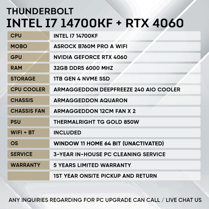 i7 14700KF + RTX 4060 (DEEPFREEZE DUPLEX 2) - CUSTOMIZE LISTING