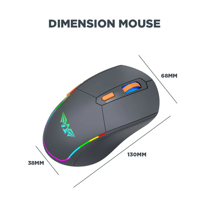 Armaggeddon MM-852R Duo Stealth Wireless Keyboard Mouse Combo Bluetooth 5.1, 2.4GHz, RGB, 85-Key, 3200 CPI