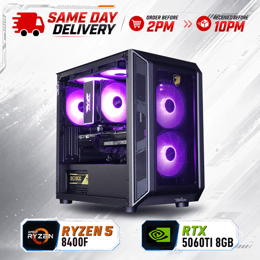 Armaggeddon Gaming PC – AMD Ryzen 5 8400F + RTX 5060Ti 8GB | SAME DAY DELIVERY