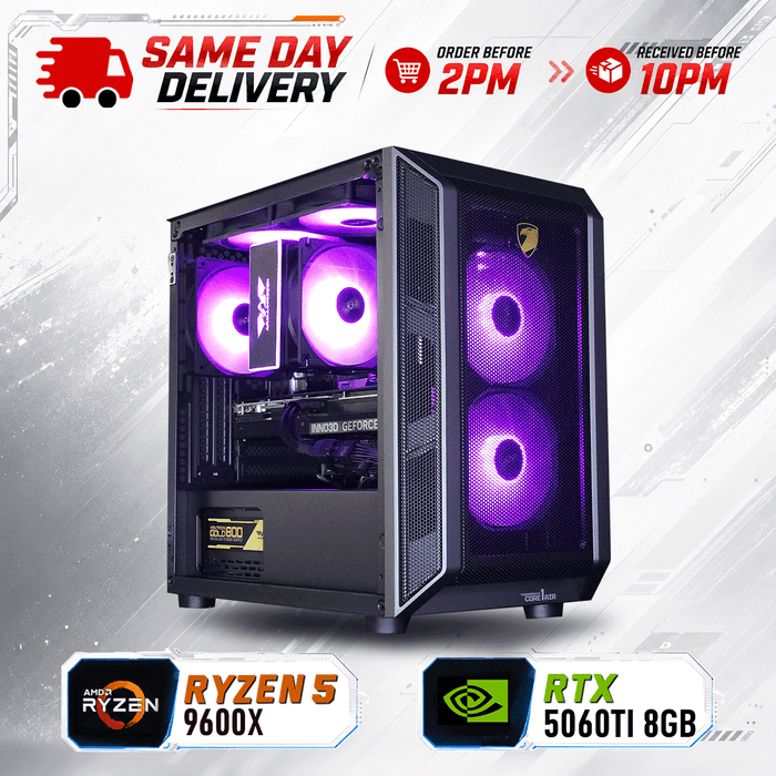 Armaggeddon Gaming PC – AMD Ryzen 5 9600X + RTX 5060Ti 8GB | SAME DAY DELIVERY
