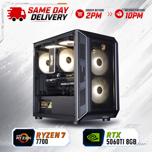 Armaggeddon Gaming PC – AMD Ryzen 7 7700 + RTX 5060Ti 8GB | SAME DAY DELIVERY